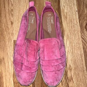 Tom’s Suede Pink Slip On Shoes Size 7